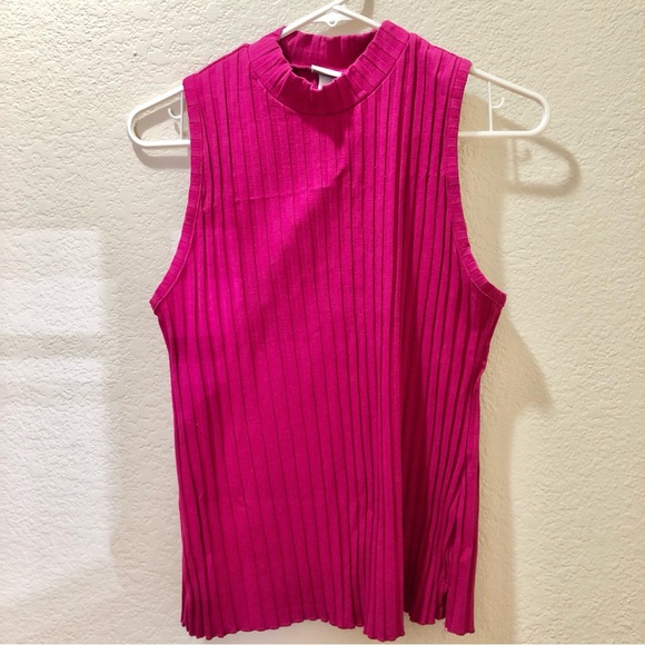 a new day Tops - a new day Ribbed Mock Neck Sleeveless Tank - Fuchsia